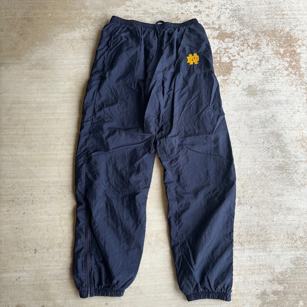 Champion Notre Dame Fighting Irish Navy Nylon Windbreaker Track Pants Mens L